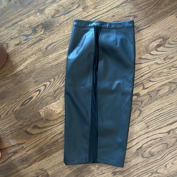 ASOS Vegan Leather Pencil Midi Skirt Mesh Sides - Picture 6 of 6